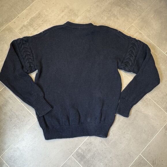 Vintage Structure Sweater Men’s XL Blue Argyle Cable Knit Sleeves Heavyweight - Picture 11 of 13